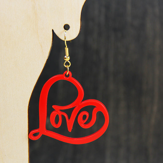 Love Heart Acrylic Valentine's Earrings