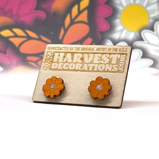 Hippie Flowers Stud Earrings (Orange)