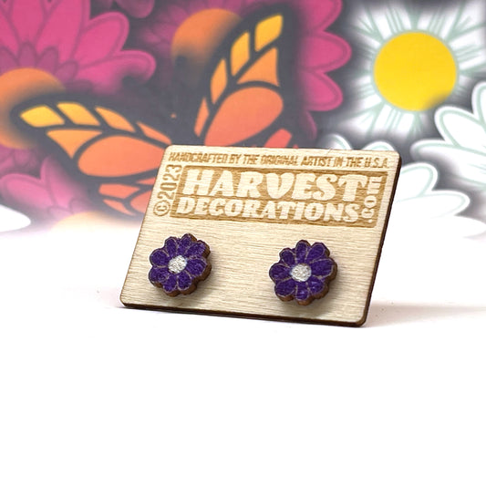 Hippie Flowers Stud Earrings (Purple)