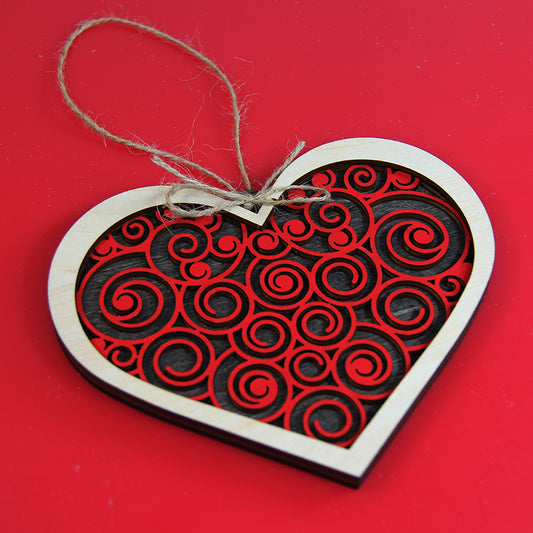 Swirl Heart Hanging Valentine's Ornament-Decoration
