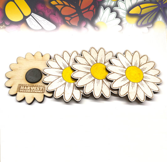 White Daisy Magnets (Set of 4)