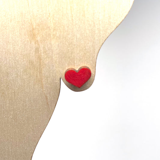 Heart Stud Earrings (wood)