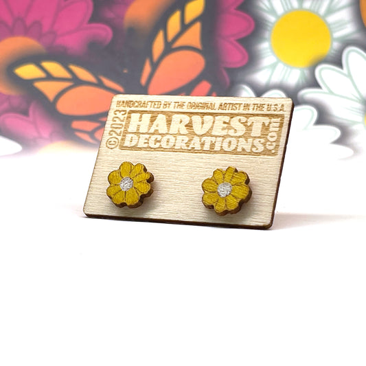 Hippie Flowers Stud Earrings (Yellow)